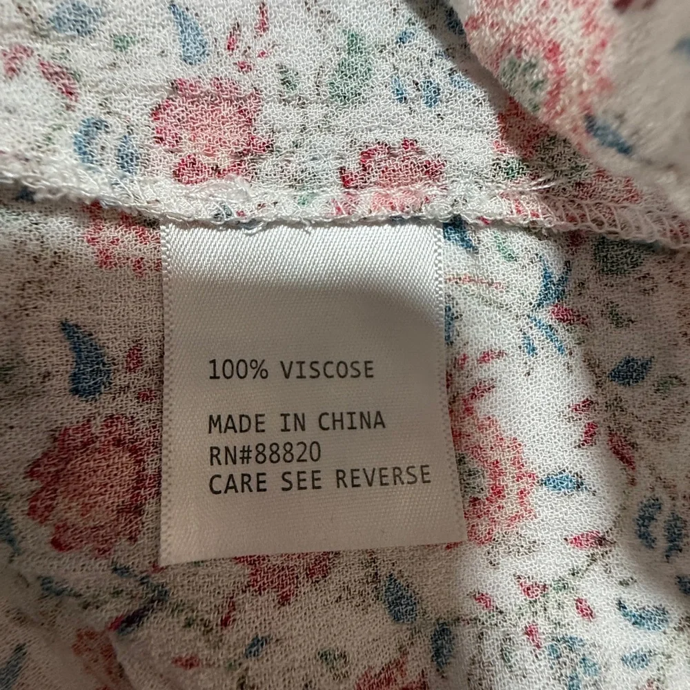 Cynthia Rowley Floral Cottagecore Blouse Large | Romantic Ruffle Hem Top